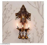 Metal Ganesh wall hanging deepak with bell, decorative Indian showpiece for home decor